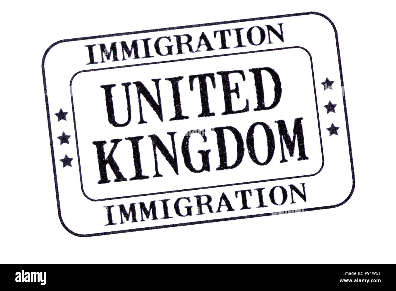 UK Immigration visa Stempel auf weißem Hintergrund Stockfoto