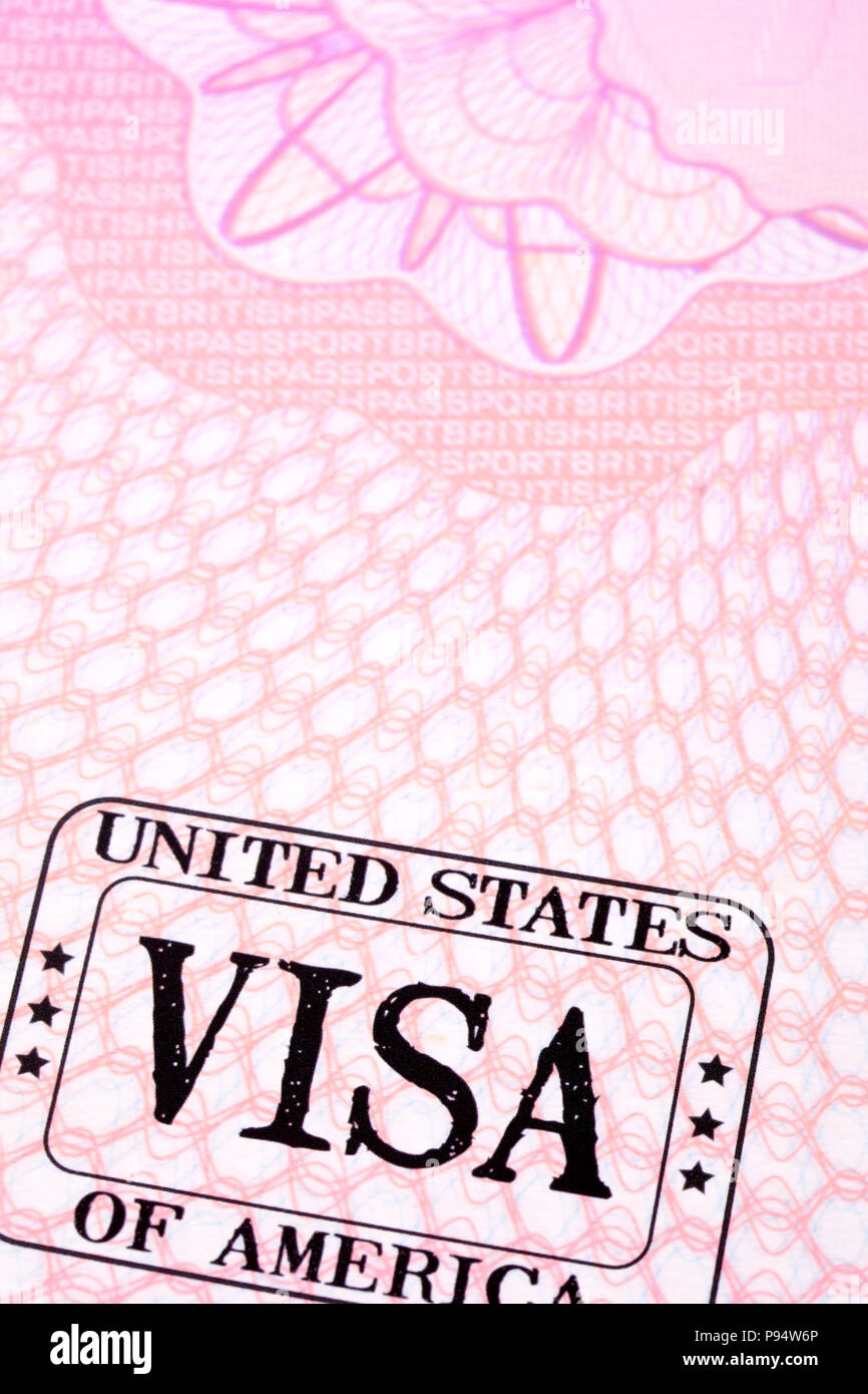 USA Visum Reisepass Seite, Kopie, vertikal Stockfoto