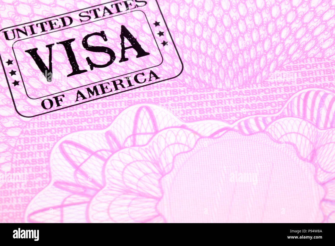 USA Visum Dokument pass Seite, Kopie Raum Stockfoto