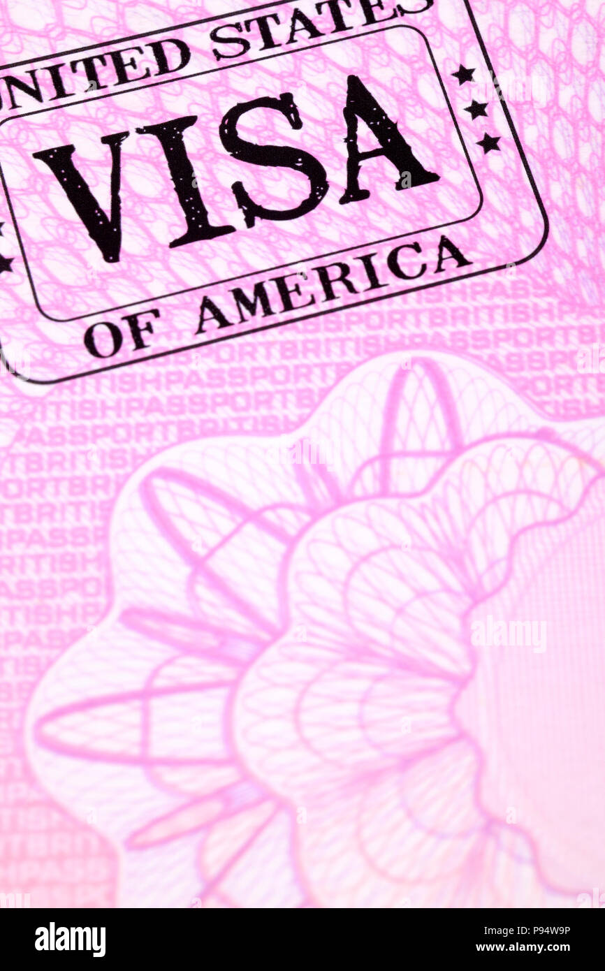 USA Visum Reisepass Seite, Kopie, vertikal Stockfoto