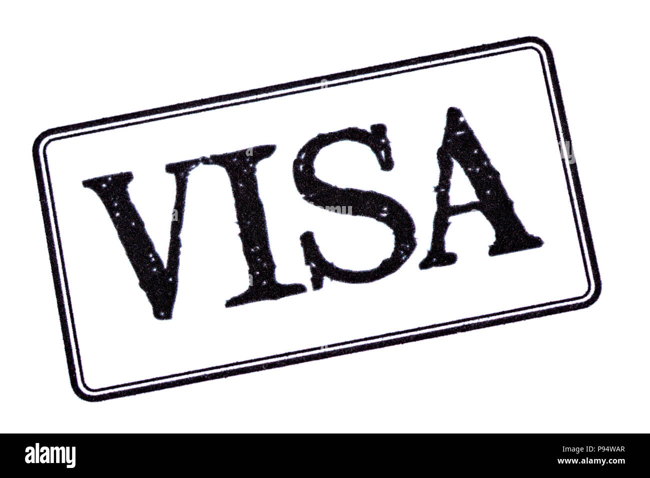 Passport Visa Stempel auf weißem Hintergrund closeup isoliert Stockfoto