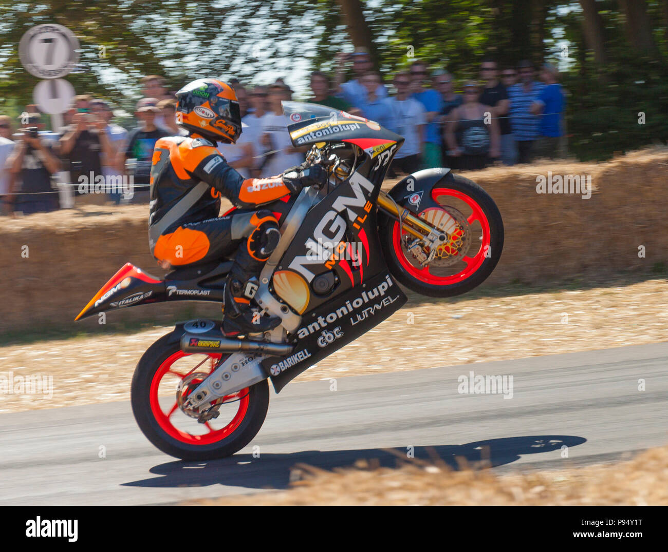 Gino Rea Reiten eine Honda Moto2 Motorrad am Goodwood Festival der Geschwindigkeit. Stockfoto