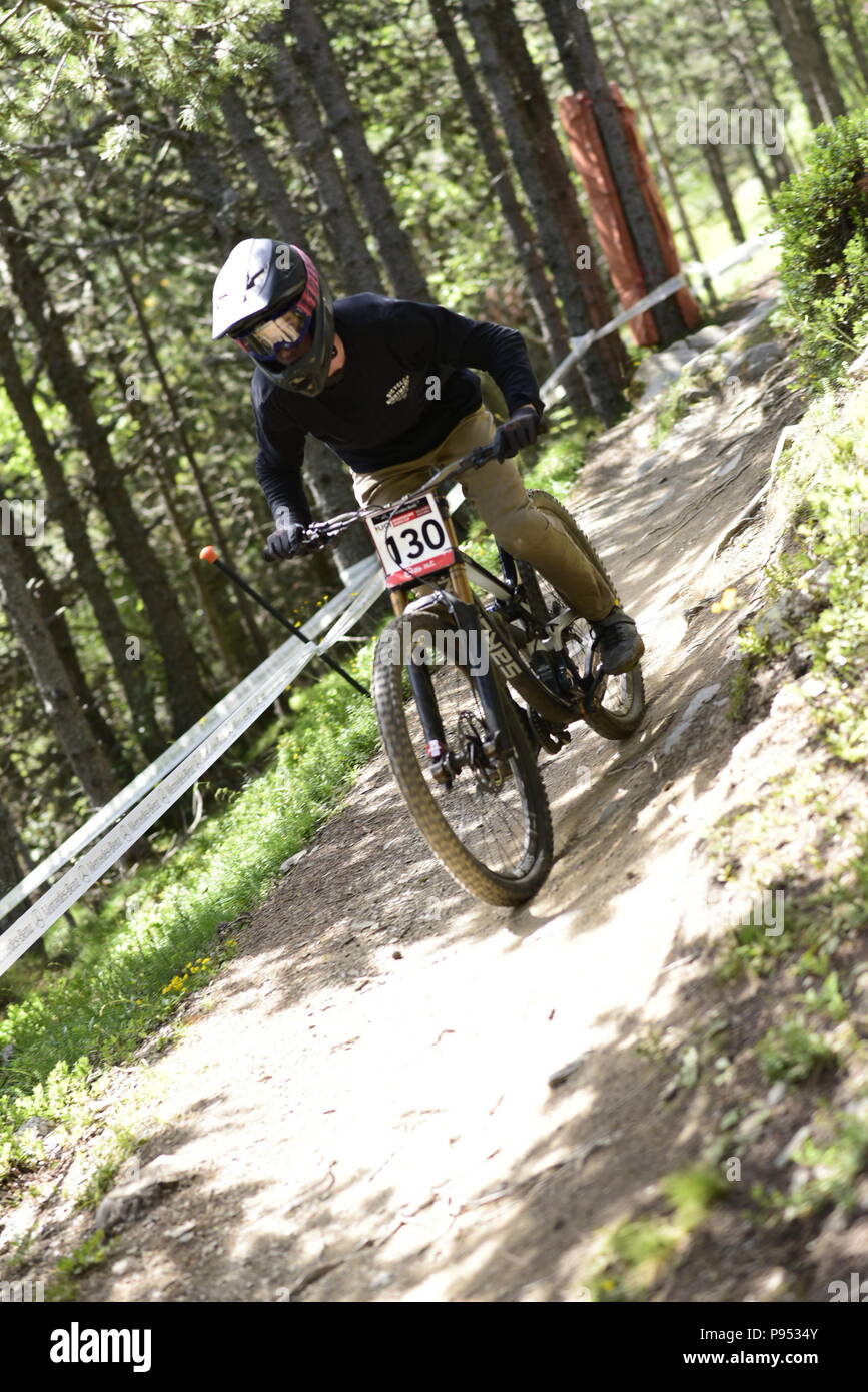 Vallnord, La Massana, Andorra. 14. Juli 2018. Downhill Qualifikation Session, UCI Mountain Bike World Cup Vallnord, Andorra. 14/07/2018 Credit: Martin Silva Cosentino/Alamy leben Nachrichten Stockfoto