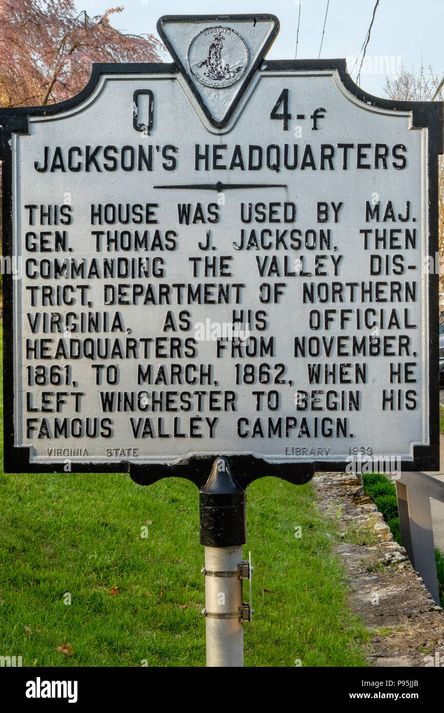 Stonewall jacksons hauptquartier museum Fotos und Bildmaterial in