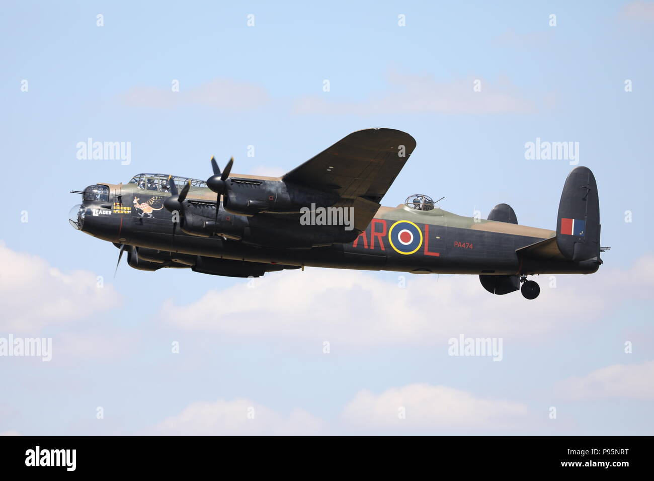 RAF Avro Lancaster Bomber Fairford RIAT Sonntag, dem 15. Juli 2018 Militär Flugzeug Royal International Air Tattoo RAF 100 PA 474 Stockfoto