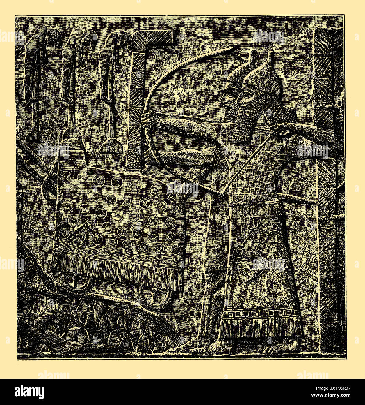 Tiglatpilesar Stürme einer Stadt. Darstellung der Entlastung Platten für die Verherrlichung des Königs in seinem Palast in Ninive. Jetzt im British Museum, 1899 Stockfoto
