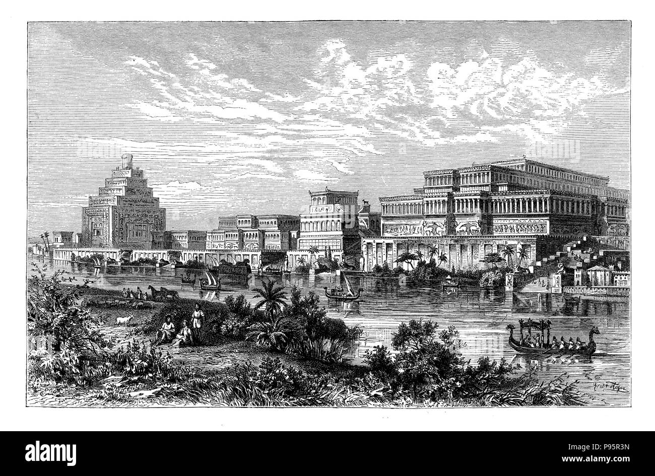 Assyrischen Königspalast zu Ninive. Wiederaufbau von Layard, 1899 Stockfoto