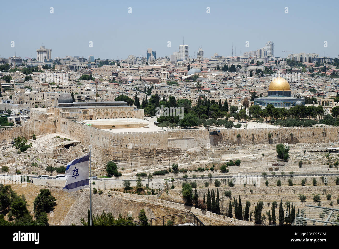 Blick auf Jerusalem vom Ölberg (Israel) Stockfoto