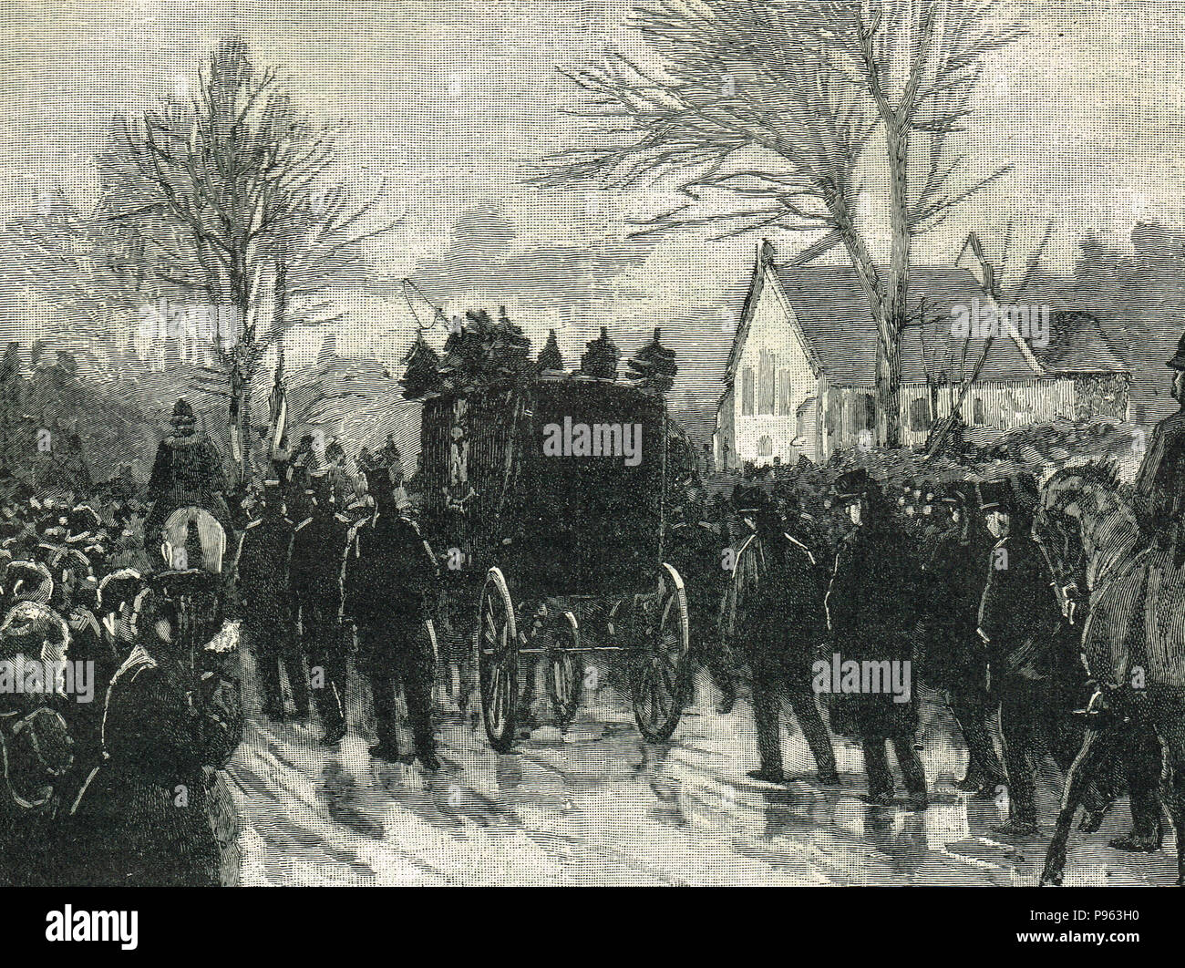 Beerdigung von Napoleon III, Prozession nach St. Mary's Catholic Church in Chislehurst, England, 1873 Stockfoto