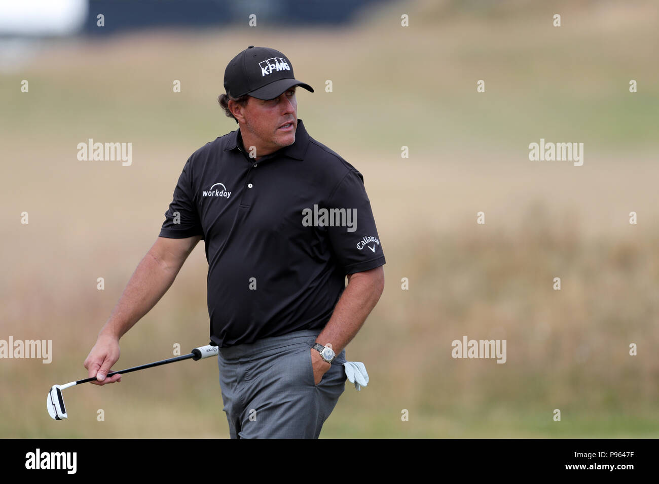 Phil Mickelson während der Vorschau Tag der offenen Meisterschaft 2018 bei Carnoustie Golf Links, Angus. Stockfoto