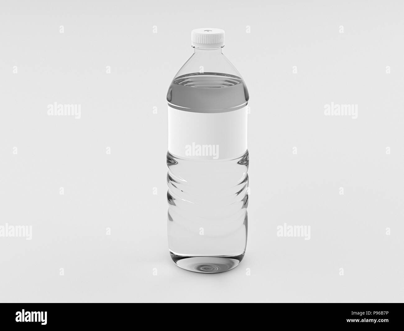 Kunststoff Flasche Wasser mit leeren Label auf weißem Hintergrund gehören Freistellungspfaden. 3D-Rendering Stockfoto