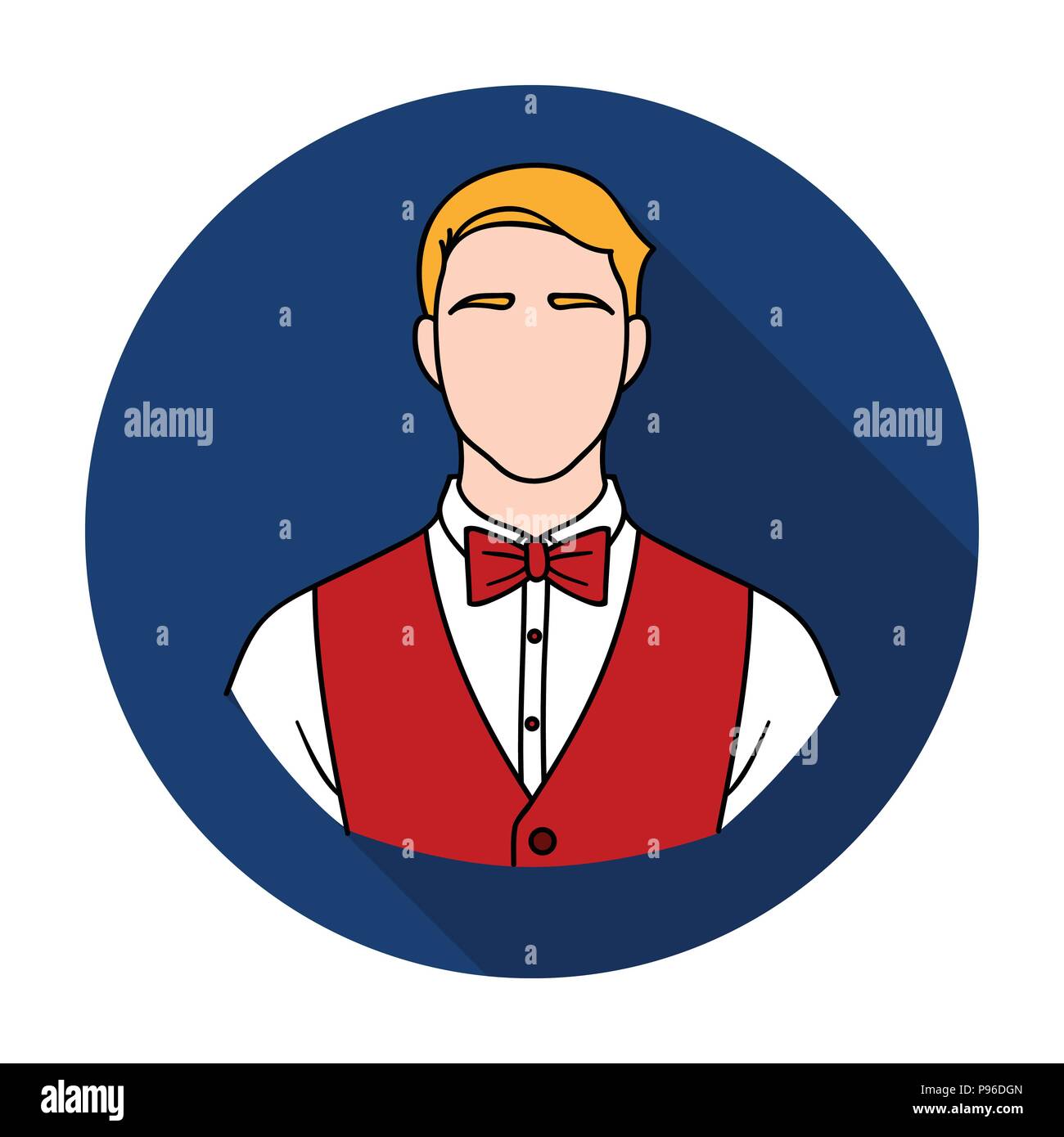 Restaurant Kellner mit einem Bow Tie Symbol im flachen Stil auf weißem Hintergrund. Restaurant symbol Vektor Illustration. Stock Vektor