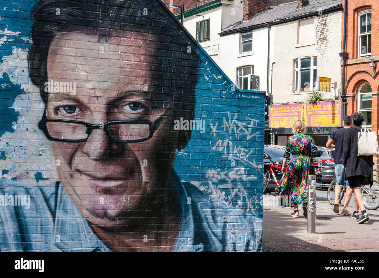 Tony Wilson Wandbild, Northern Quarter, Manchester Stockfoto