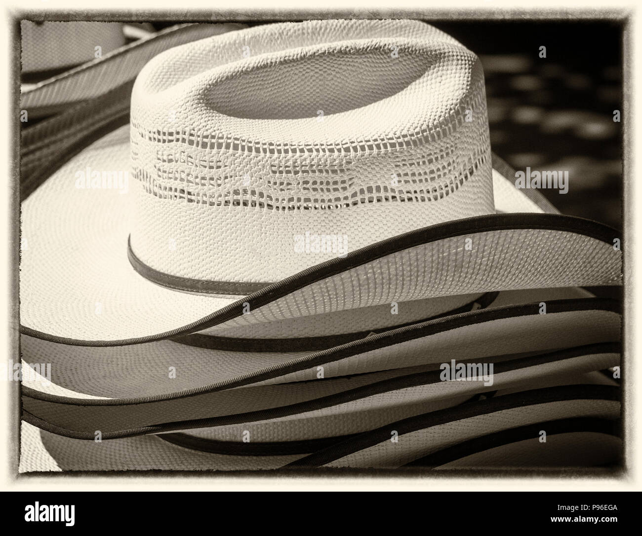 Sepia bild Cowboyhüte Calgary, Alberta Kanada Stockfoto