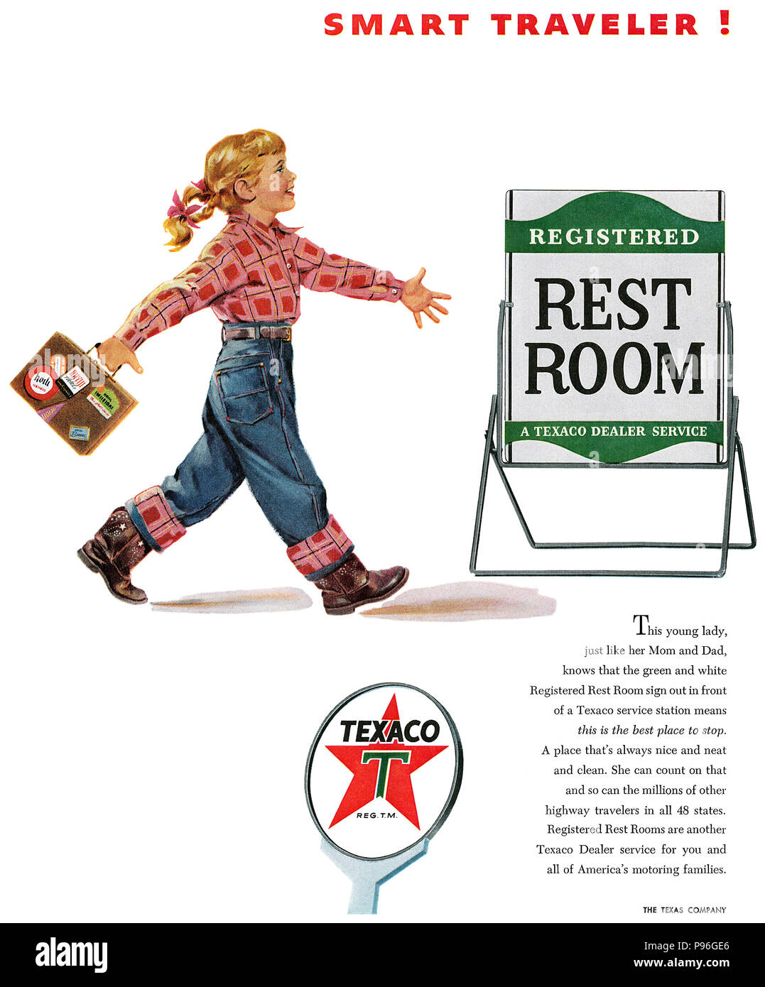 1954 US-Werbung für Texaco Service Stationen. Stockfoto