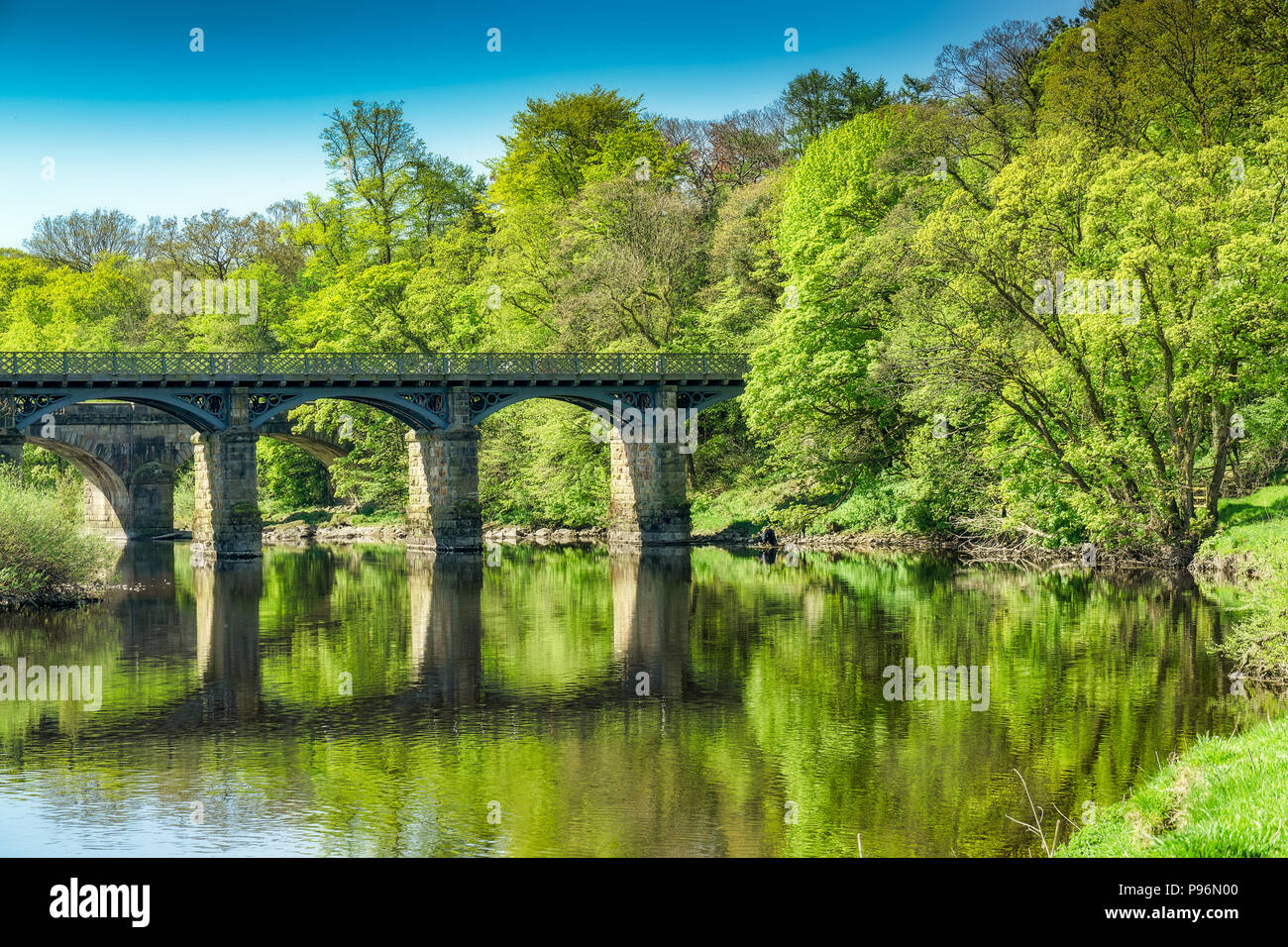 Eine Brücke über den Fluss Lune in der Nähe von Lancaster. Stockfoto