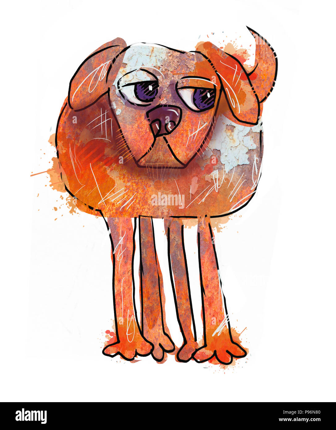 Single aquarell Hund. Kreative Abbildung. Cartoon Tiere Stockfoto