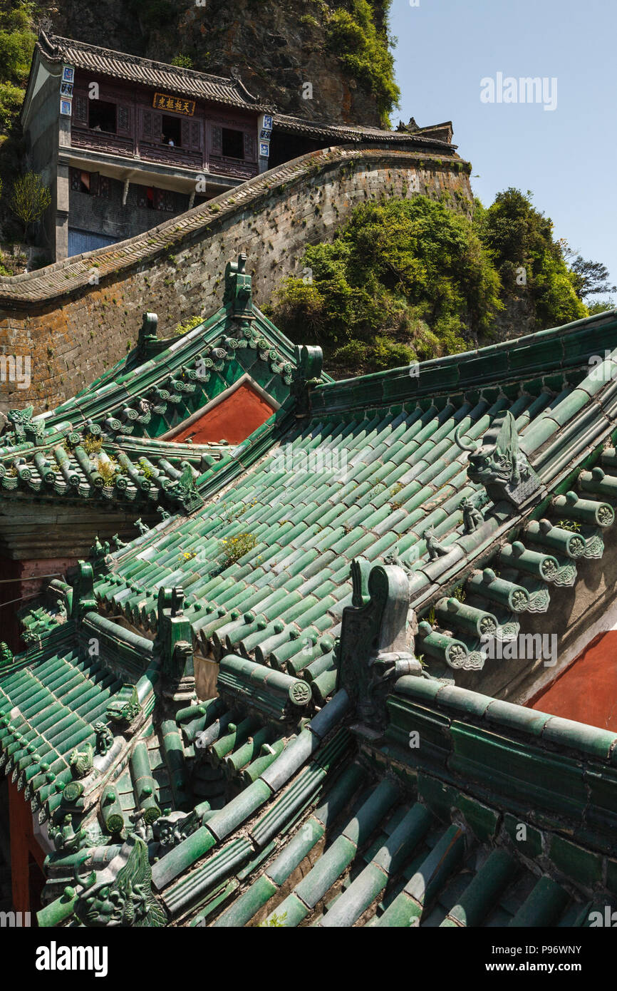 Die Dächer der Klöster der Wudang Berge Stockfoto