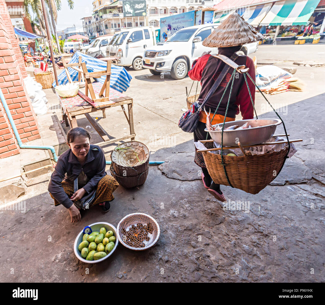 Frauen in Markt, Pakse, Laos Stockfoto