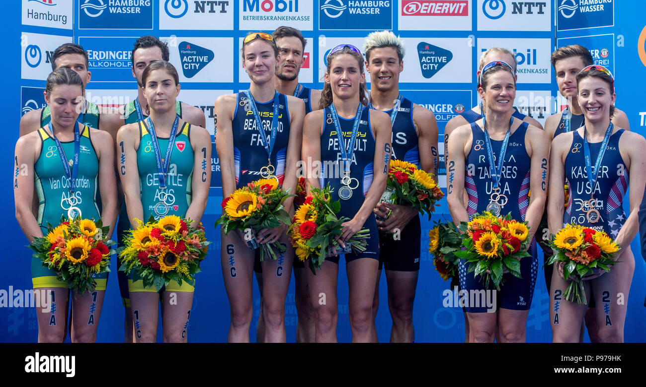 Hamburg, Deutschland. Am 15. Juli 2018. Die Teams aus Australien (Platz ...