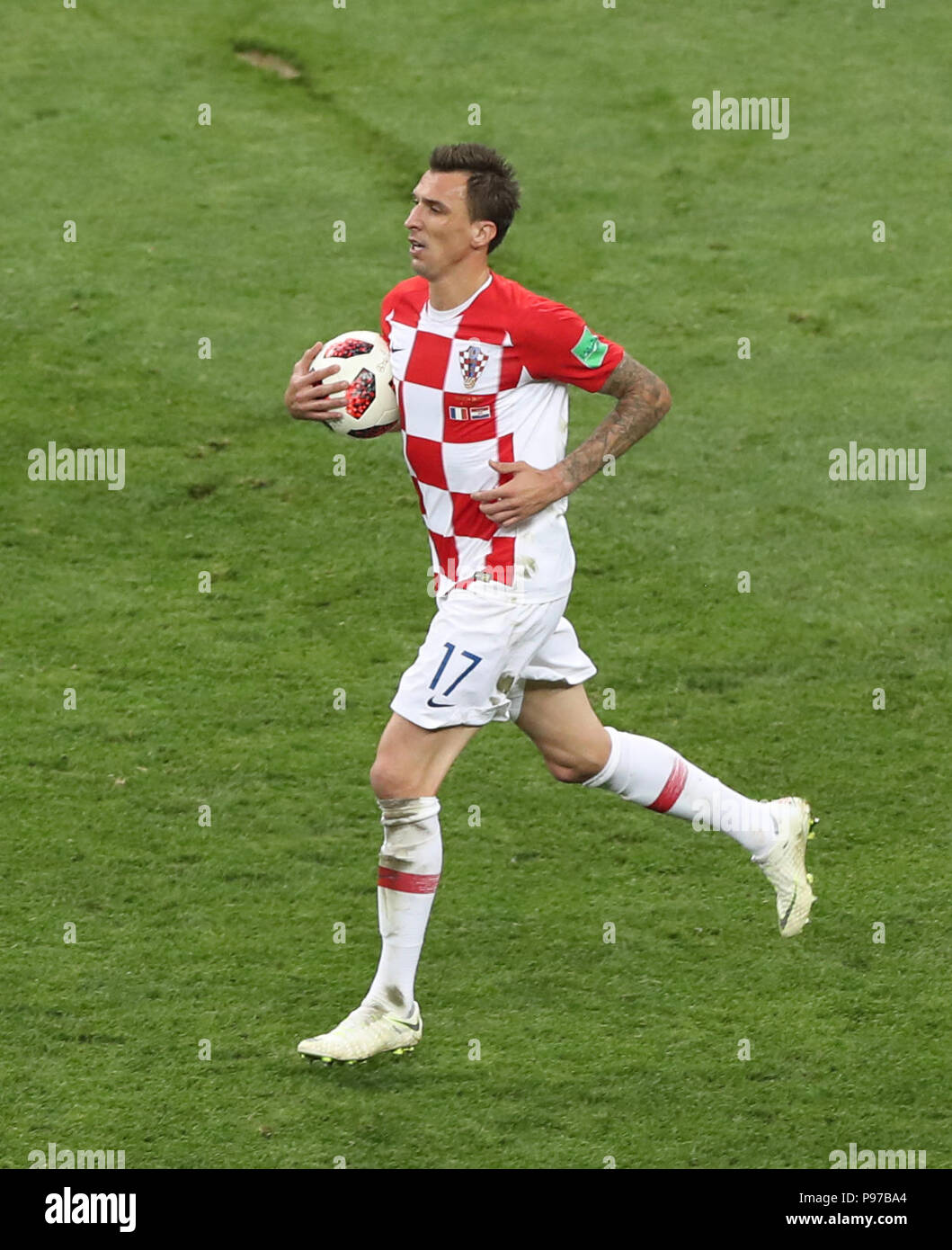 (180715) - Moskau, 15. Juli 2018 (Xinhua) - Mario Mandzukic von Kroatien ist während der FIFA WM 2018 Endspiel zwischen Frankreich und Kroatien in Moskau, Russland, 15. Juli 2018 gesehen. (Xinhua / Xu Zijian) Stockfoto