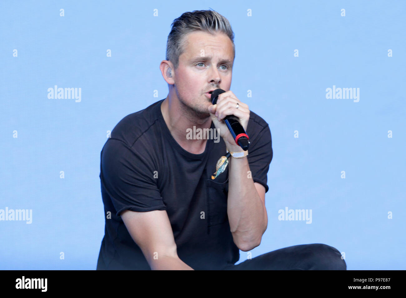 London, Großbritannien. 15. Juli 2018. Tom Chaplin führt auf der Bühne Barclaycard vorhanden Britische Sommerzeit Hyde Park Hyde Park am 15. Juli in London, England 2018. Quelle: Georgia Taylor/Alamy leben Nachrichten Stockfoto