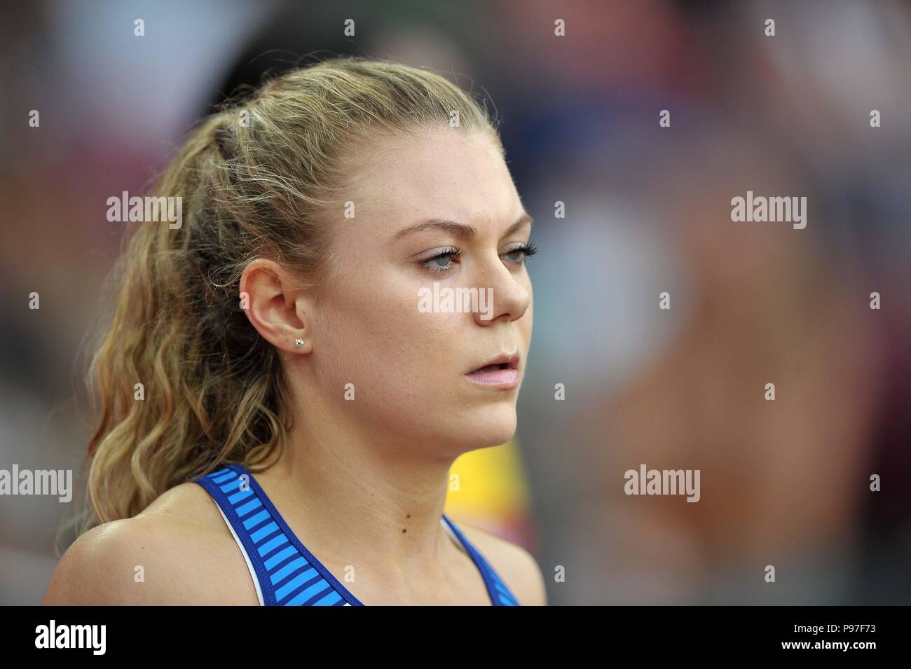 London, Großbritannien. 15. Juli 2018. Beth Dobbin (GBR) in den Frauen 200 m. Tag 2. Leichtathletik-WM. London Olympiastadion. Stratford. London. Auf "OK". 15/07/2018. Credit: Sport in Bildern/Alamy leben Nachrichten Stockfoto