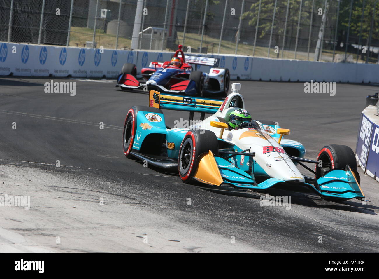 Toronto, Kanada. 15. Juli 2018. ToroDay 3 am Honda Indy in Toronto, Ontario, Kanada. Scott Dixon (9) gewinnt das Honda Indy nach führenden für 49 Runden. Simon Pagenaud (22) 2. und Robert Wickens (6) beendet 3. Credit: Lukas Durda/Alamy leben Nachrichten Stockfoto Toronto, Kanada. 15. Juli 2018. ToroDay 3 am Honda Indy in Toronto, Ontario, Kanada. Scott Dixon (9) gewinnt das Honda Indy nach führenden für 49 Runden. Simon Pagenaud (22) 2. und Robert Wickens (6) beendet 3. Credit: Lukas Durda/Alamy leben Nachrichten Stockfoto