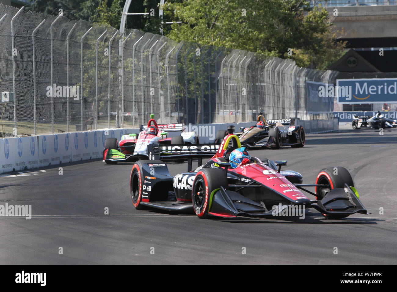 Toronto, Kanada. 15. Juli 2018. ToroDay 3 am Honda Indy in Toronto, Ontario, Kanada. Scott Dixon (9) gewinnt das Honda Indy nach führenden für 49 Runden. Simon Pagenaud (22) 2. und Robert Wickens (6) beendet 3. Credit: Lukas Durda/Alamy leben Nachrichten Stockfoto Toronto, Kanada. 15. Juli 2018. ToroDay 3 am Honda Indy in Toronto, Ontario, Kanada. Scott Dixon (9) gewinnt das Honda Indy nach führenden für 49 Runden. Simon Pagenaud (22) 2. und Robert Wickens (6) beendet 3. Credit: Lukas Durda/Alamy leben Nachrichten Stockfoto
