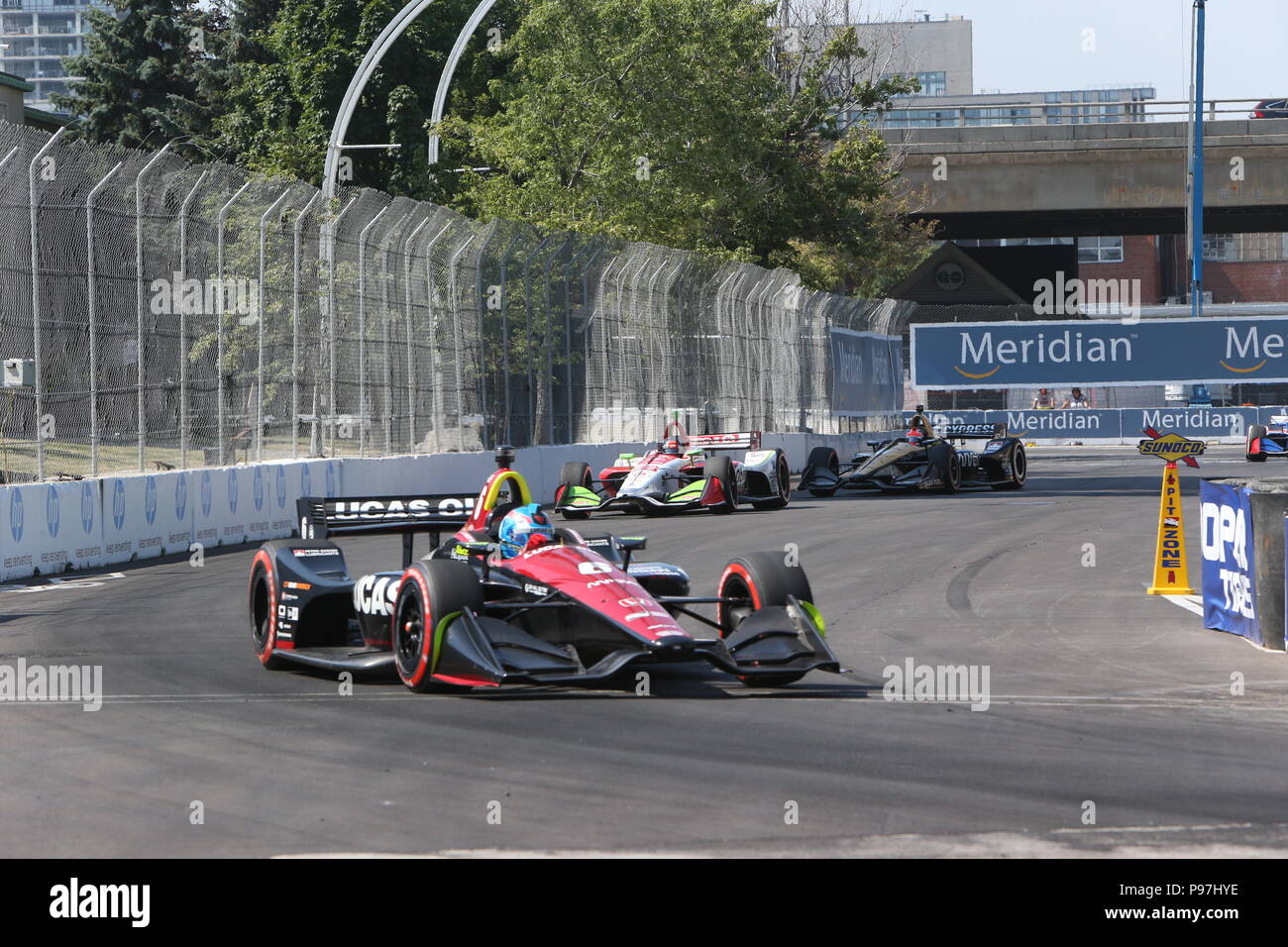 Toronto, Kanada. 15. Juli 2018. ToroDay 3 am Honda Indy in Toronto, Ontario, Kanada. Scott Dixon (9) gewinnt das Honda Indy nach führenden für 49 Runden. Simon Pagenaud (22) 2. und Robert Wickens (6) beendet 3. Credit: Lukas Durda/Alamy leben Nachrichten Stockfoto Toronto, Kanada. 15. Juli 2018. ToroDay 3 am Honda Indy in Toronto, Ontario, Kanada. Scott Dixon (9) gewinnt das Honda Indy nach führenden für 49 Runden. Simon Pagenaud (22) 2. und Robert Wickens (6) beendet 3. Credit: Lukas Durda/Alamy leben Nachrichten Stockfoto