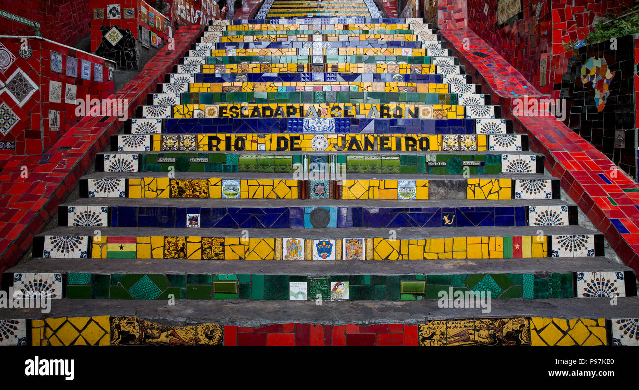 Bunte Escadaria Selaron in Rio de Janeiro, Brasilien Stockfoto