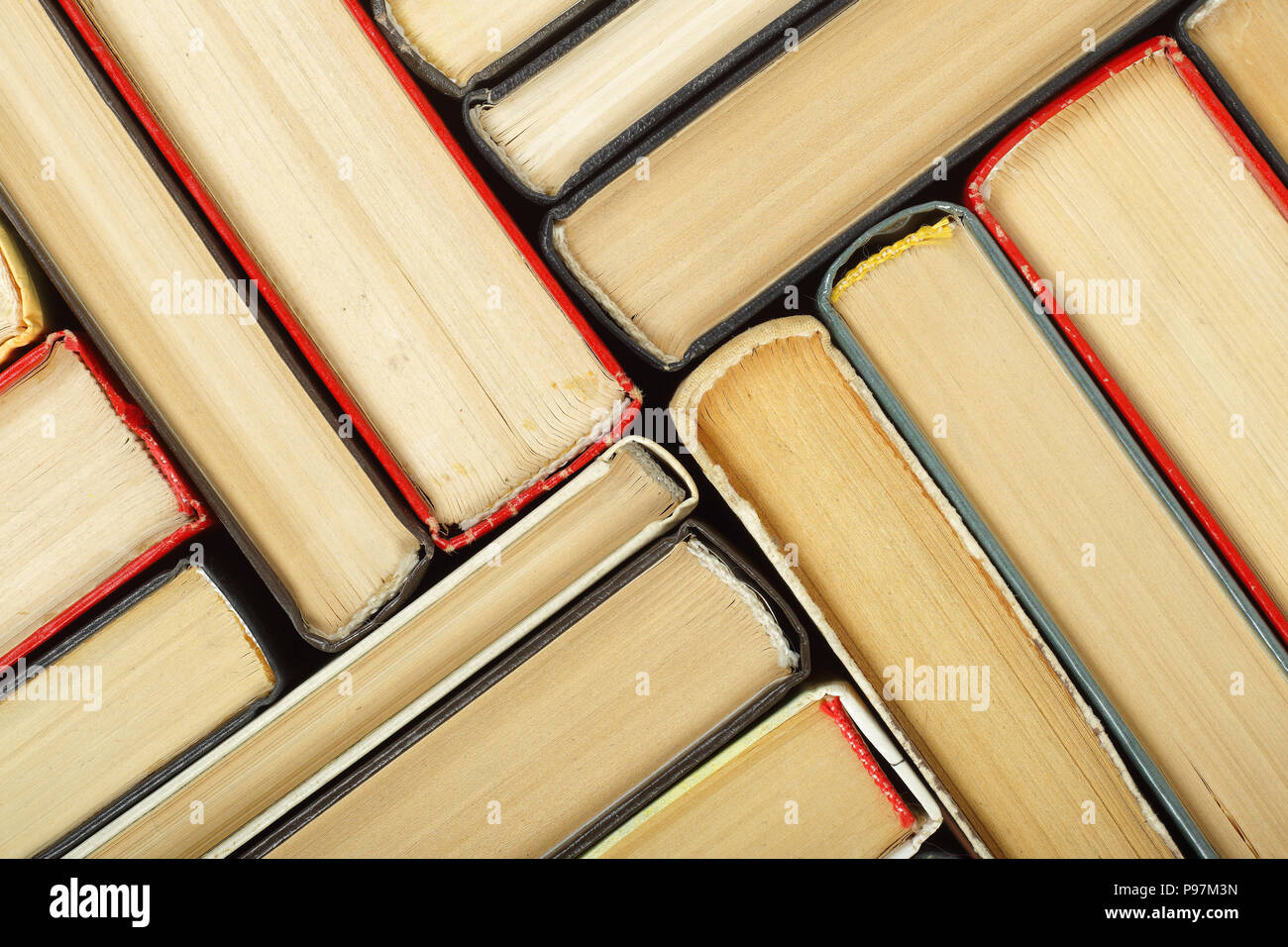 Wissenschaft und Bildung - fragment Haufen Gruppe von bunte Bücher Zusammenfassung Hintergrund. Stockfoto