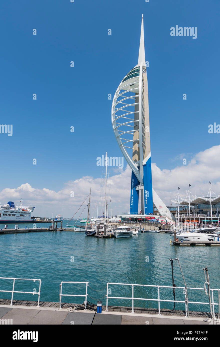 Emirate Spinnaker Tower in Gunwharf Quays, Portsmouth, Hampshire, England, UK. Emirates Tower portrait in Portsmouth. Stockfoto