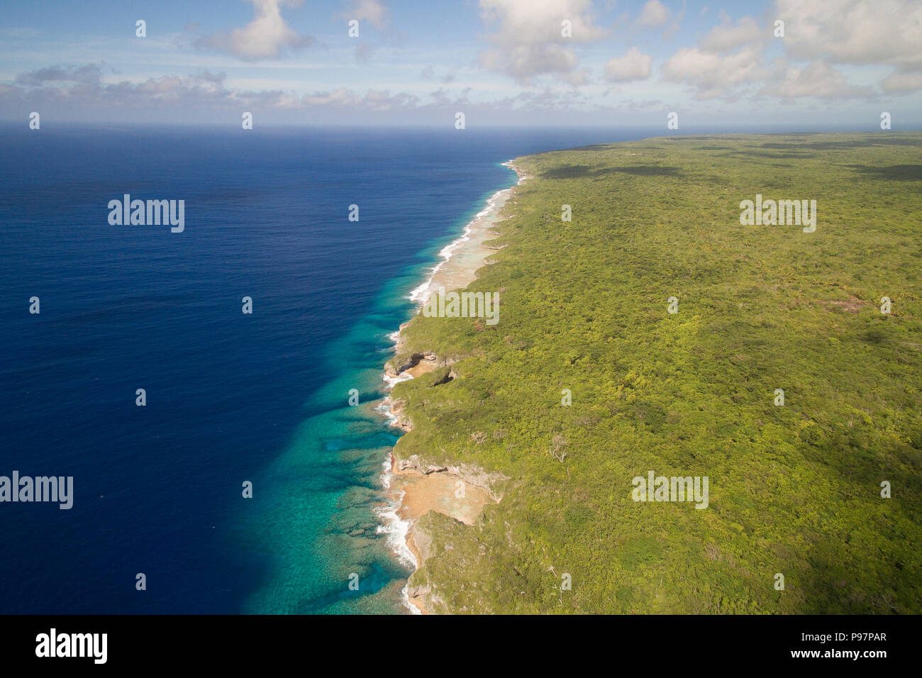 Niue Küste aus der Luft Stockfoto