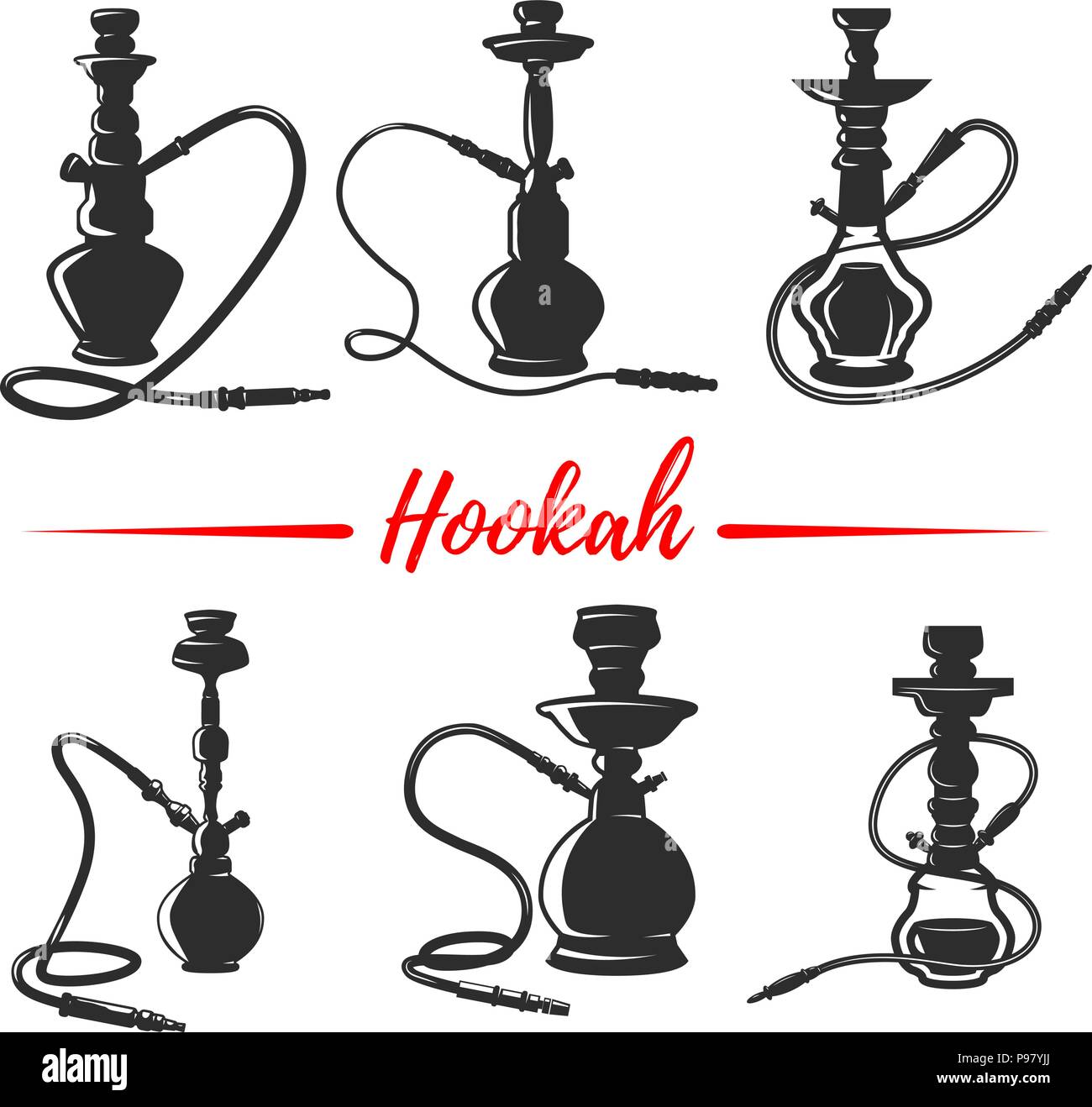 Satz von Shisha Symbole auf weißem Hintergrund. Design Element für Logo