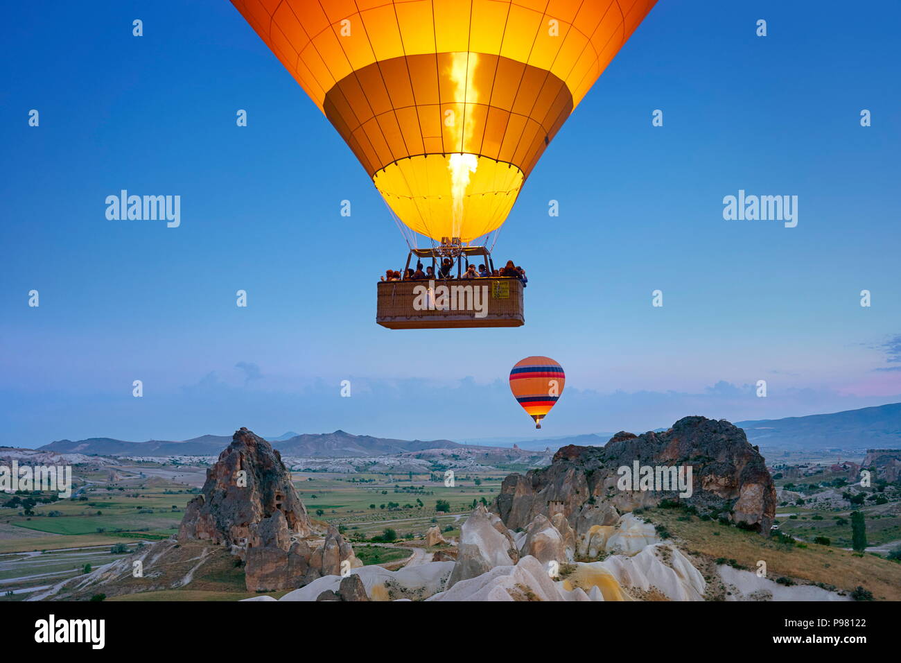 Ballone in Kappadokien, Göreme, Anatolien, Türkei Stockfoto