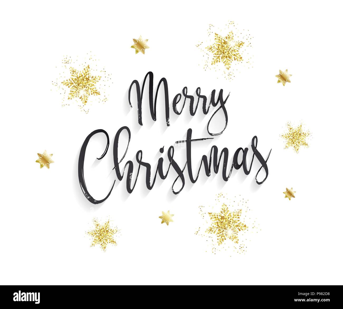 Frohe Weihnachten Hintergrund mit goldenen Schneeflocken Stock Vektor