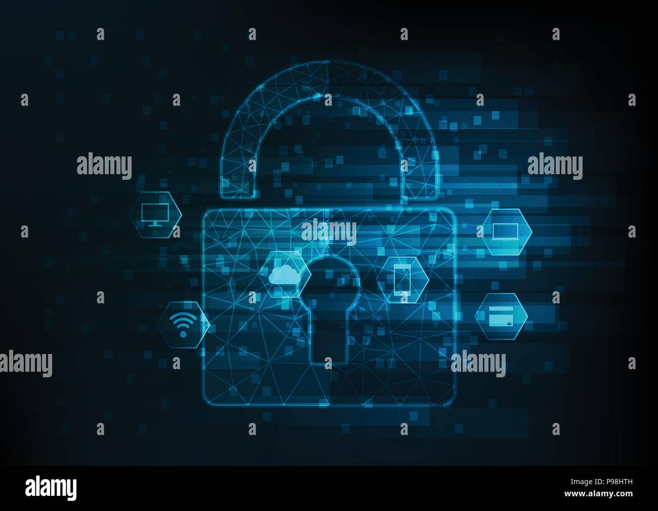 Internet Technologie Cyber Security Konzept der schützen Computer Virus angreifen. Stock Vektor