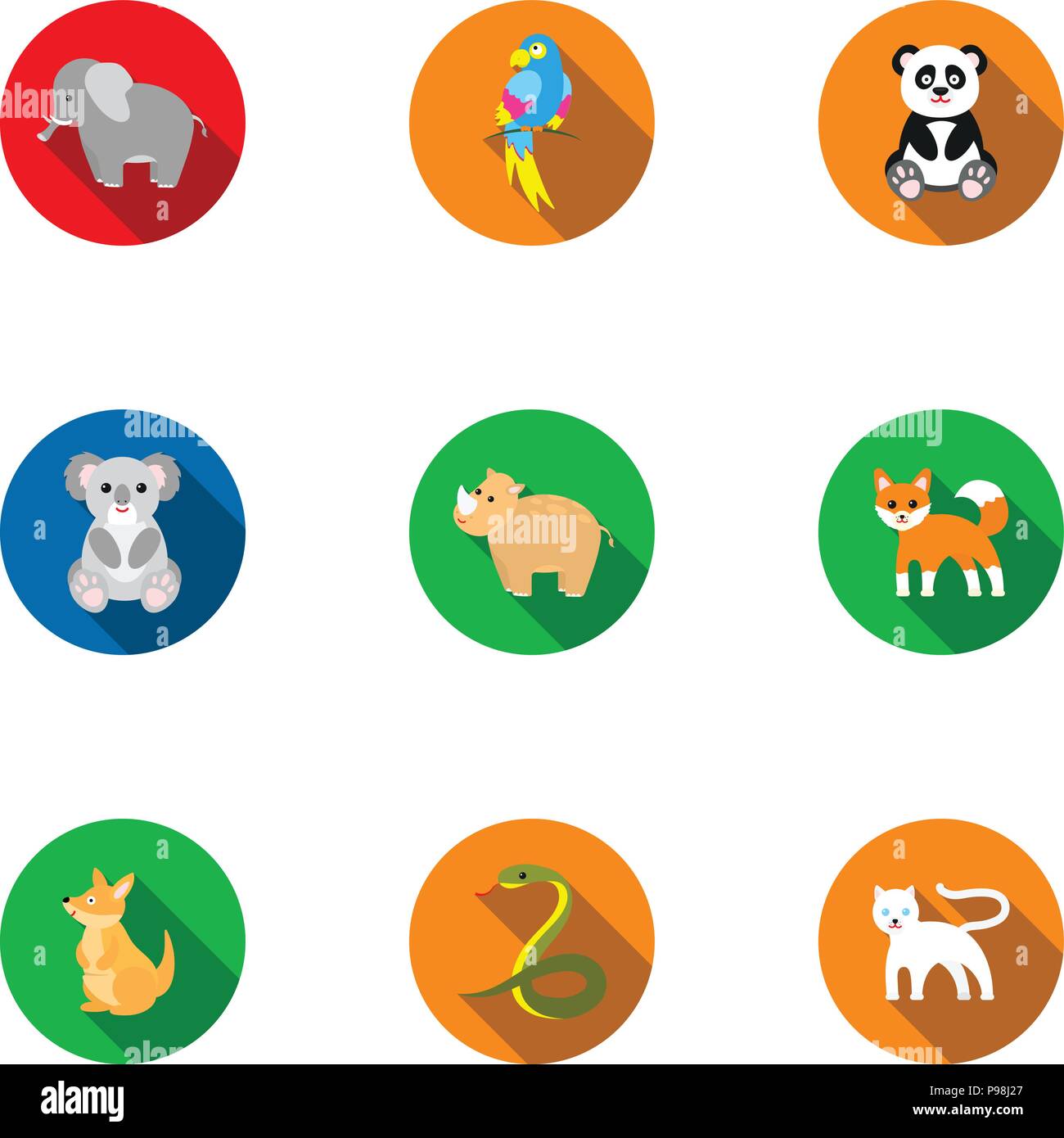 Tiere Symbole im flachen Stil. Große Sammlung von Tieren vektor Symbol  lieferbar Stock-Vektorgrafik - Alamy
