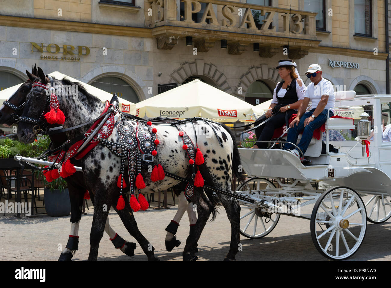 Reiten und Kutschfahrten in Krakau, Polen, Europa. Stockfoto