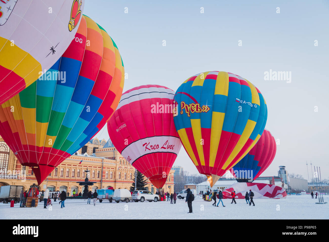 Masse - Start auf dem Festival der Heißluft-ballons Stockfoto