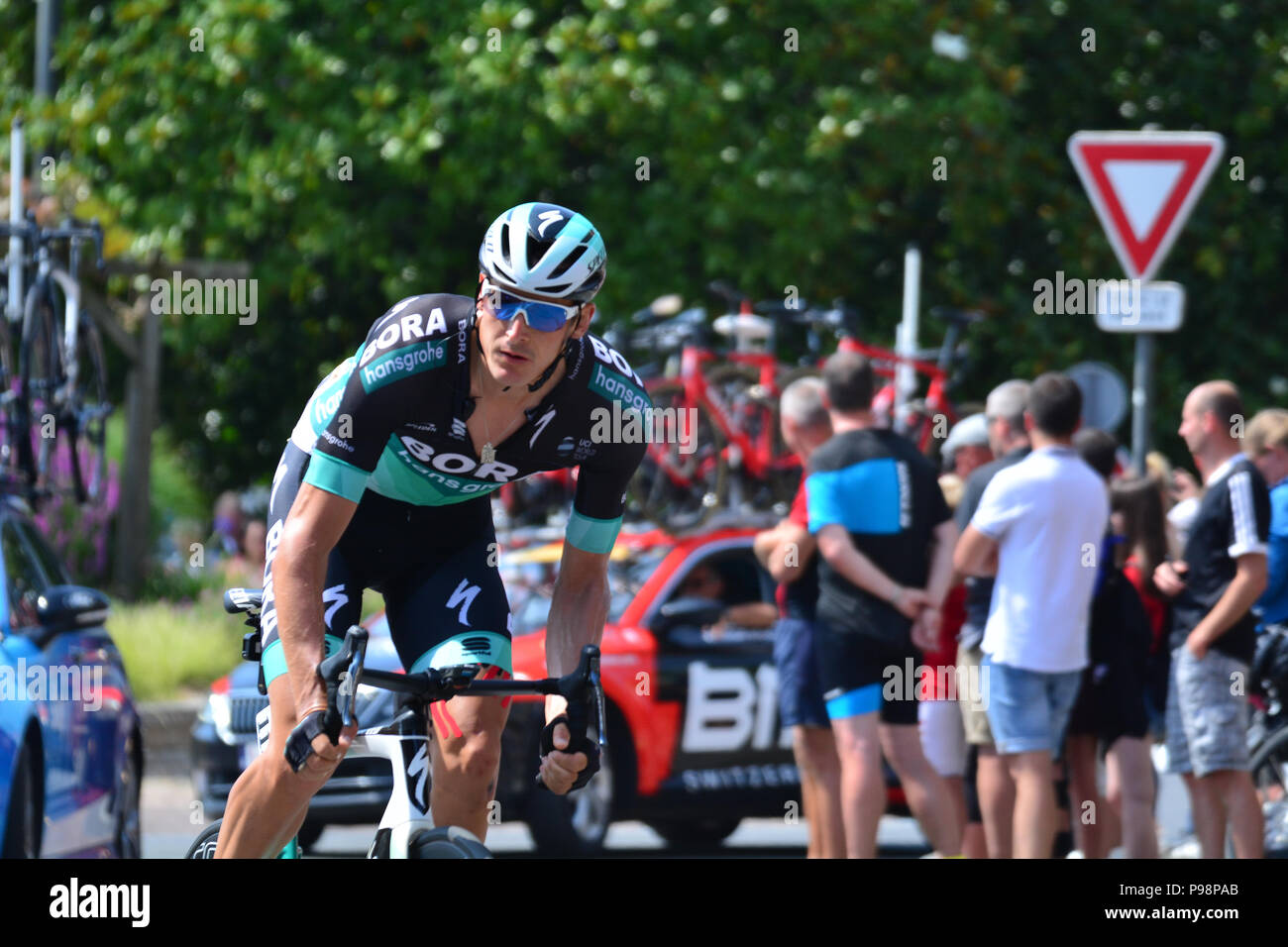 Marcus Burghardt von Bora in der Tour de France 2018 im Wettbewerb Stockfoto