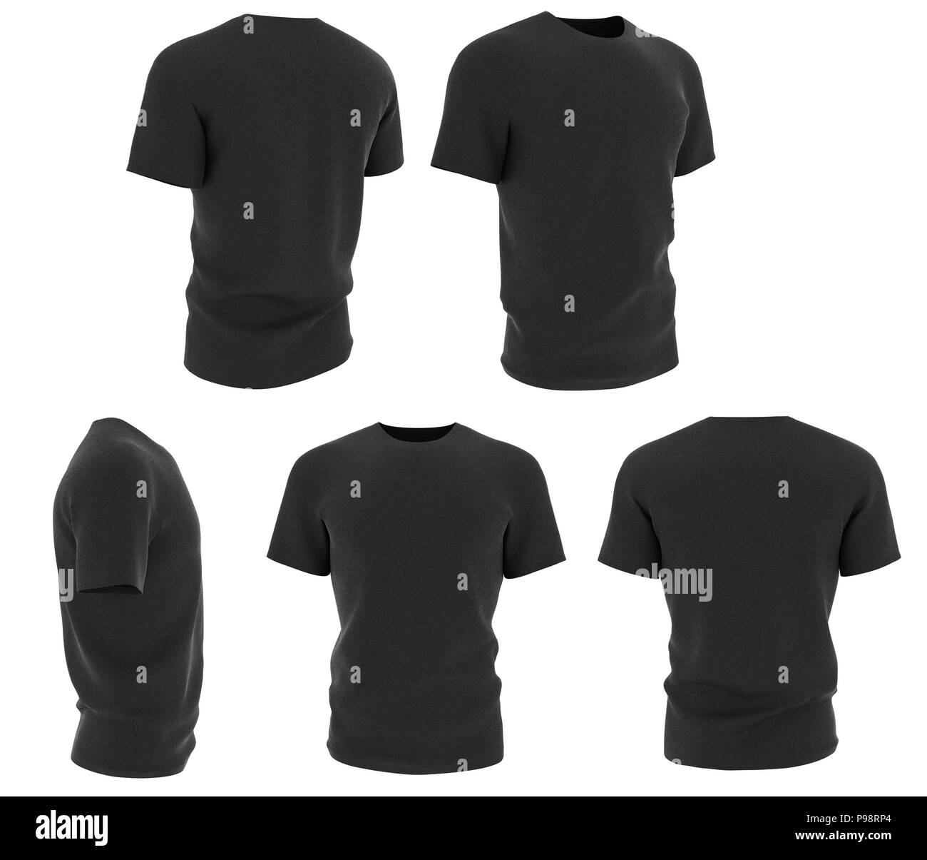 Der Mann Schwarz T Shirts Design Template Auf Weissem Hintergrund 3d Rendering Stockfotografie Alamy