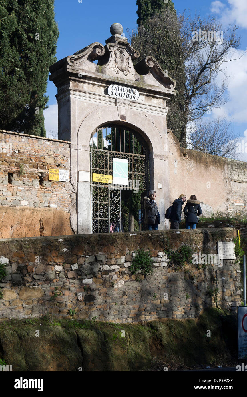 Europa. Italien, Rom, Eingang zu den Katakomben von S. Callisto Stockfoto