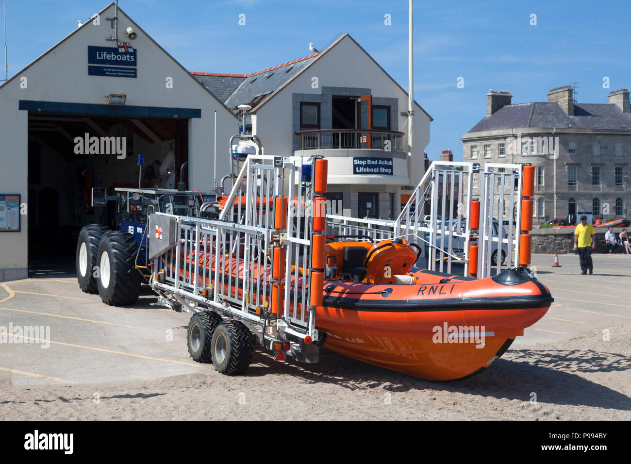 Rettungsboot station und Rettungsboot, Beaumaris, Anglesey, Wales Stockfoto