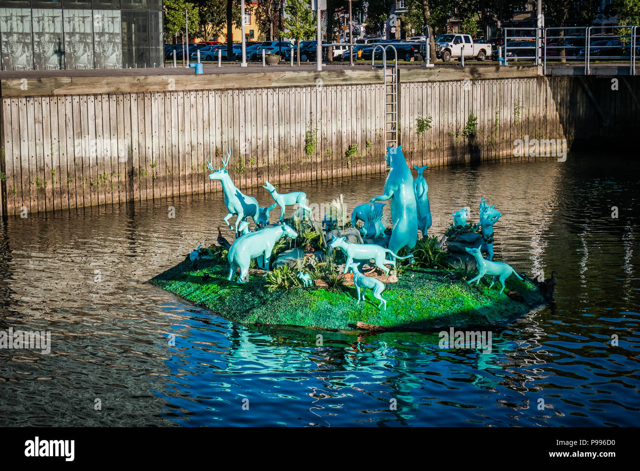 Blaue Tiere Skulptur Kunst arbeiten in Quebec City Kanada Stockfoto
