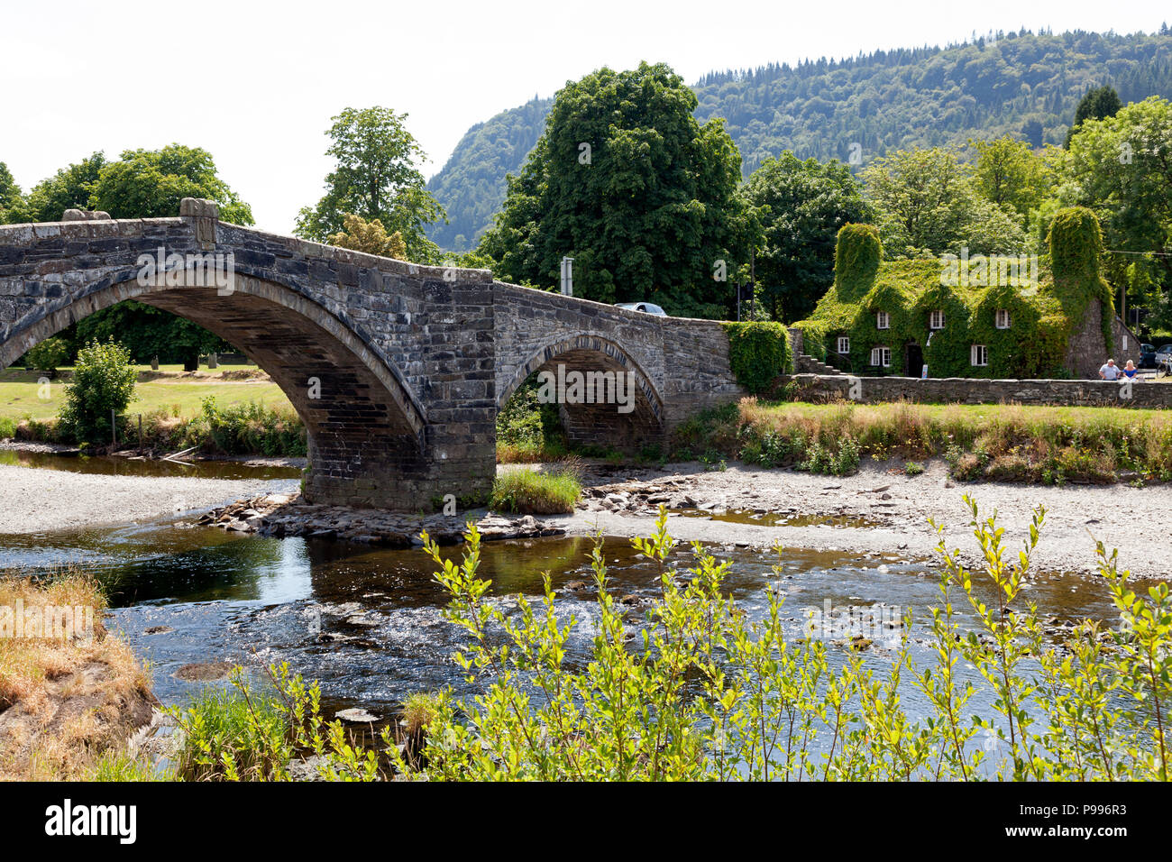 Pont Fawr Brücke über den Fluss Conwy, Llanrwst, Clwyd, Wales Stockfoto