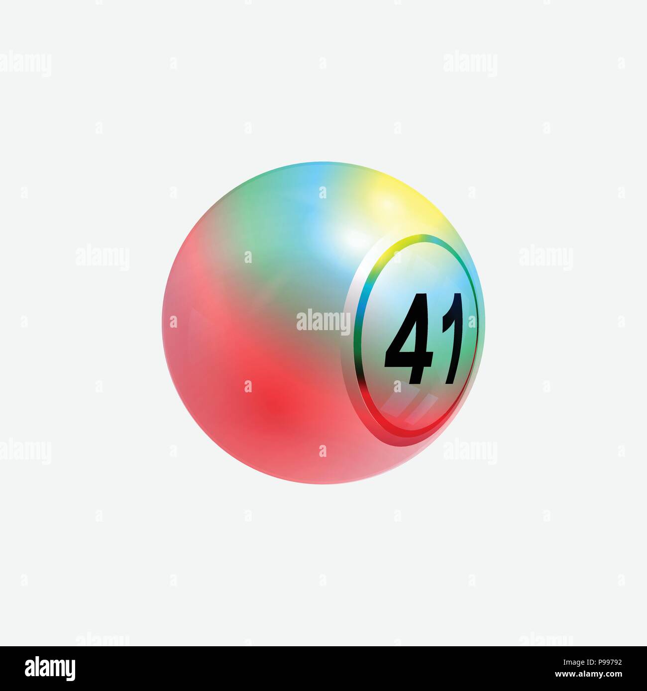 3D-Darstellung von Rainbow Bingo Lotterie Ball Mehrfarbig auf weißem Hintergrund Stock Vektor