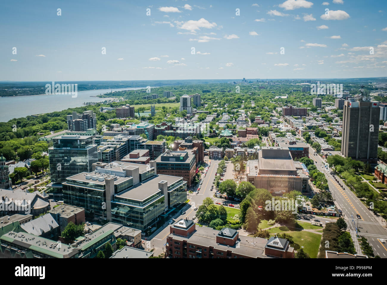 Vögel Auge Ansicht der Stadt Quebec Kanada während des Tages im Sommer Stockfoto