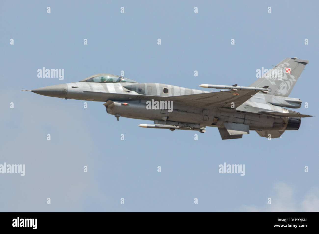 F16C Fighting Falcon der Polich Luftwaffe im Royal International Air Tattoo 2018 Stockfoto